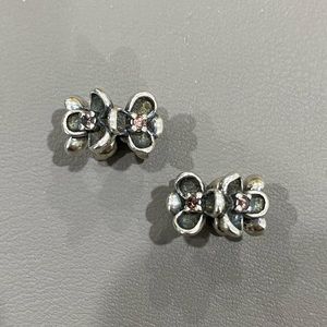 Authentic Pandora  🌸 Retired Wanda’s Garden Rose Spacer Charms w. CZ